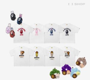 A BATHING APE® x Stray Kids Set（T shirt+橡筋圈/襟章）