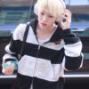 HYUI同款黑白間條HOODIE外套