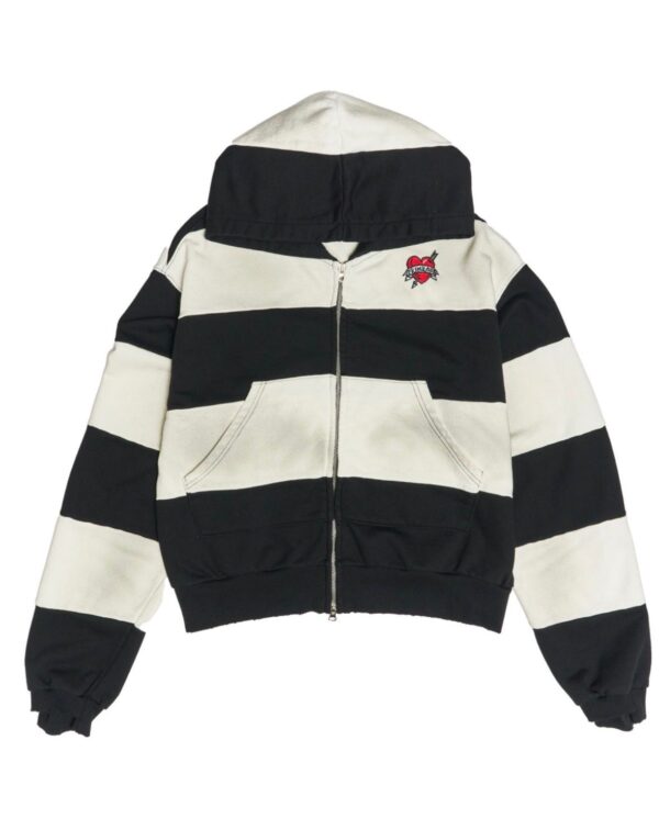 HYUI同款黑白間條HOODIE外套